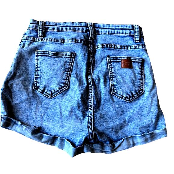 Acid Was High Waist Jean Shorts Size Large Distressed Cuffed Acid Wash Denim - Picture 1 of 7